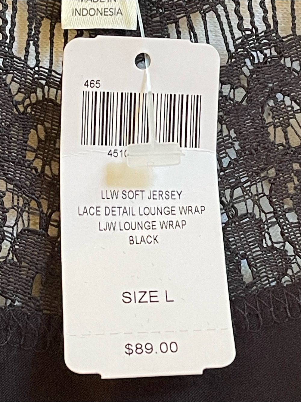 Soma Black Lace Detail Lounge Wrap Cardigan Large NWT - Picture 8 of 9
